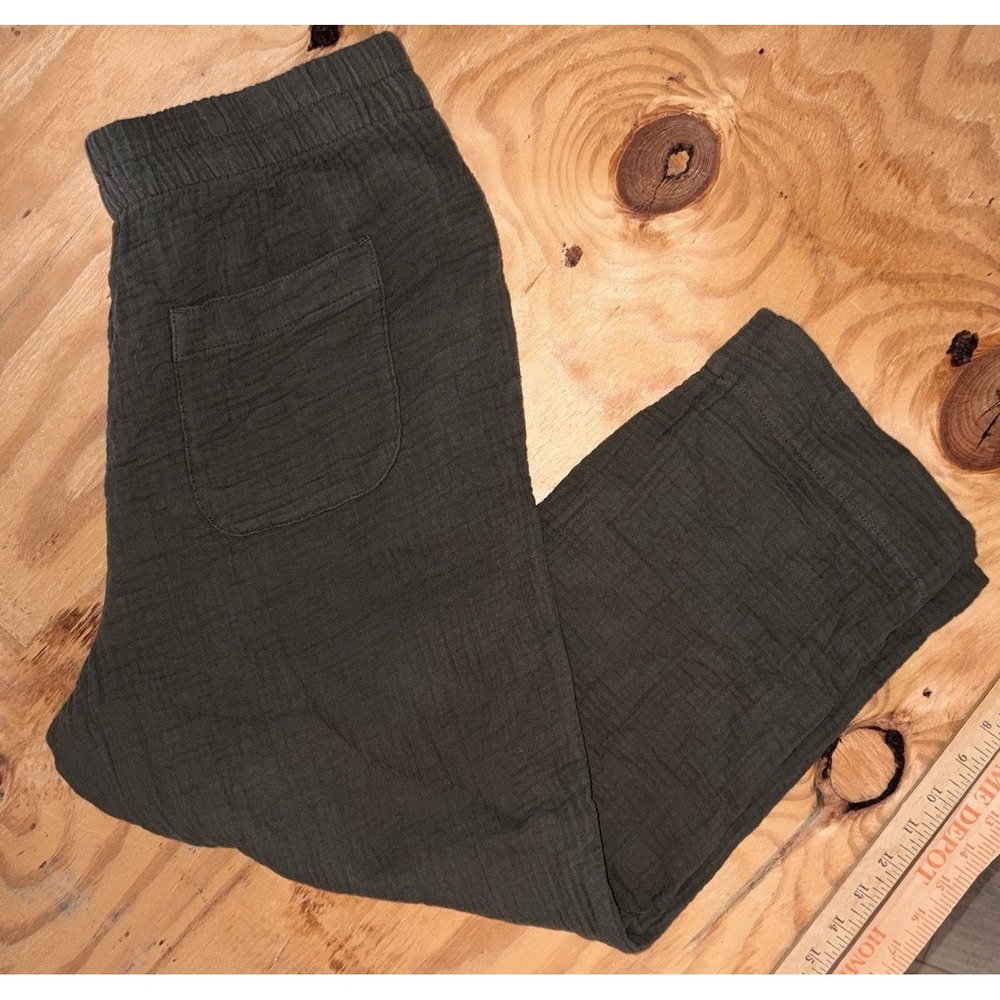Madewell Huston Pull-On Crop Pants Large Army Green Pull On Lightspun Gauzy
